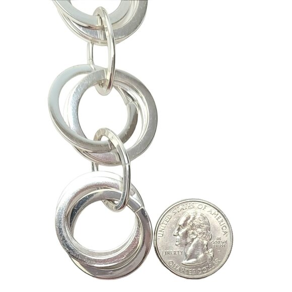 RLL Ralph Lauren Silver Tone Round Chain Link Toggle Clasp Bracelet, Signed - Picture 7 of 9